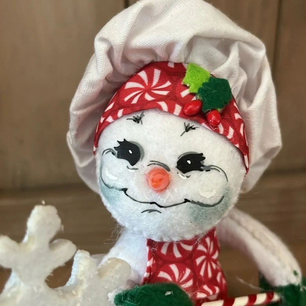 Annalee Peppermint Chef Snowman Holiday Christmas 2015 Snowflake Hat Apron
